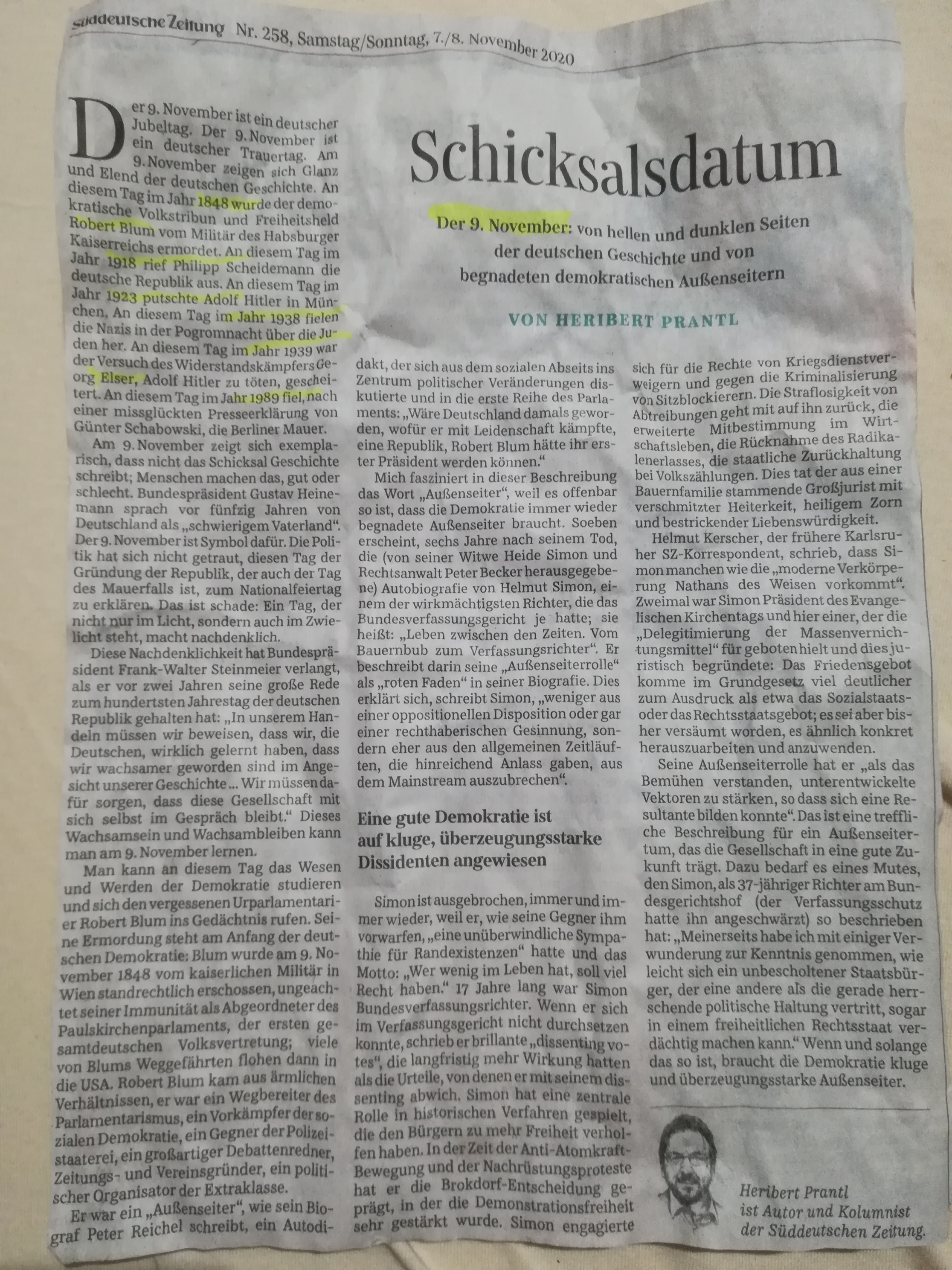 Prantl über 9.11. und Helmut Simon