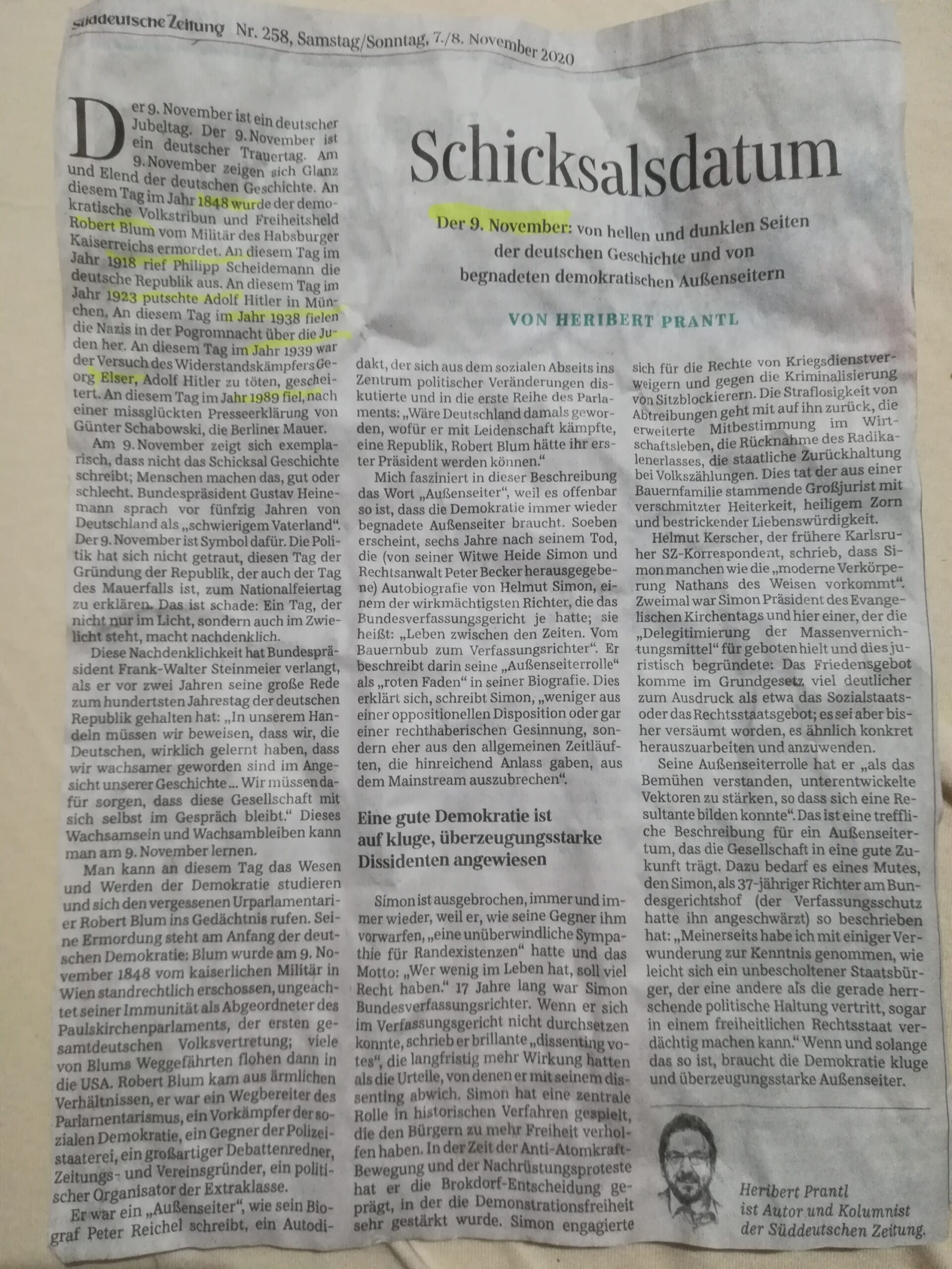 Prantl über 9.11. und Helmut Simon